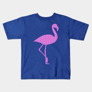 Pink Flamingo Silhouette with Pink Stripes Pattern Kids T-Shirt